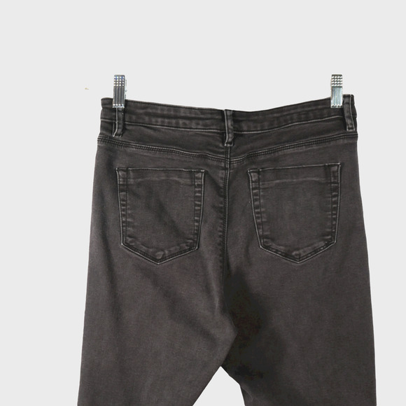 Asos Denim Black Jeans 30 x 24.5 High Rise Cropped Distressed Stretch Skinny - Picture 4 of 8